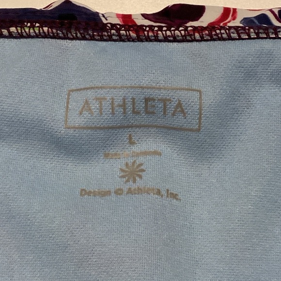 ATHLETA Paisley SWIMSUIT bikini bottoms fold down waist ruched sides size large - Picture 3 of 10